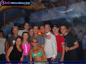 Ray, Elly, Tara, Iain, Michaela, James, Tasha, Becky, Kev, ? & Nice1bruvva - Eden - CTW in Ibiza (31st August - 14th September 2002)