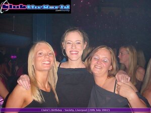 Helen (Fish), Beckie (La La) & Debs (GarlandsBuzzer) - Society, Liverpool (20th July 2002)