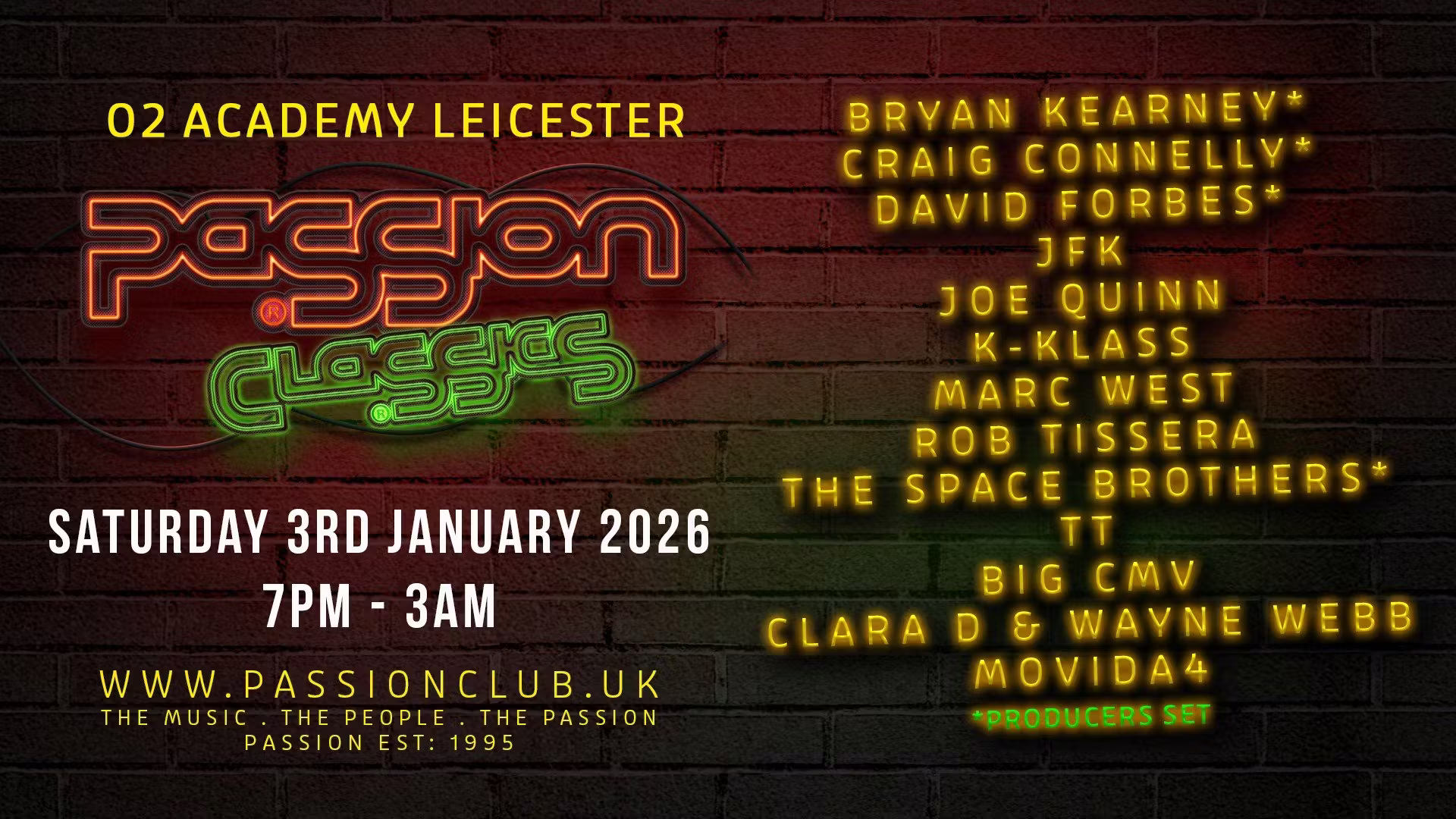 PaSSion ClaSSics 2026 (Saturday 3rd January 2026)