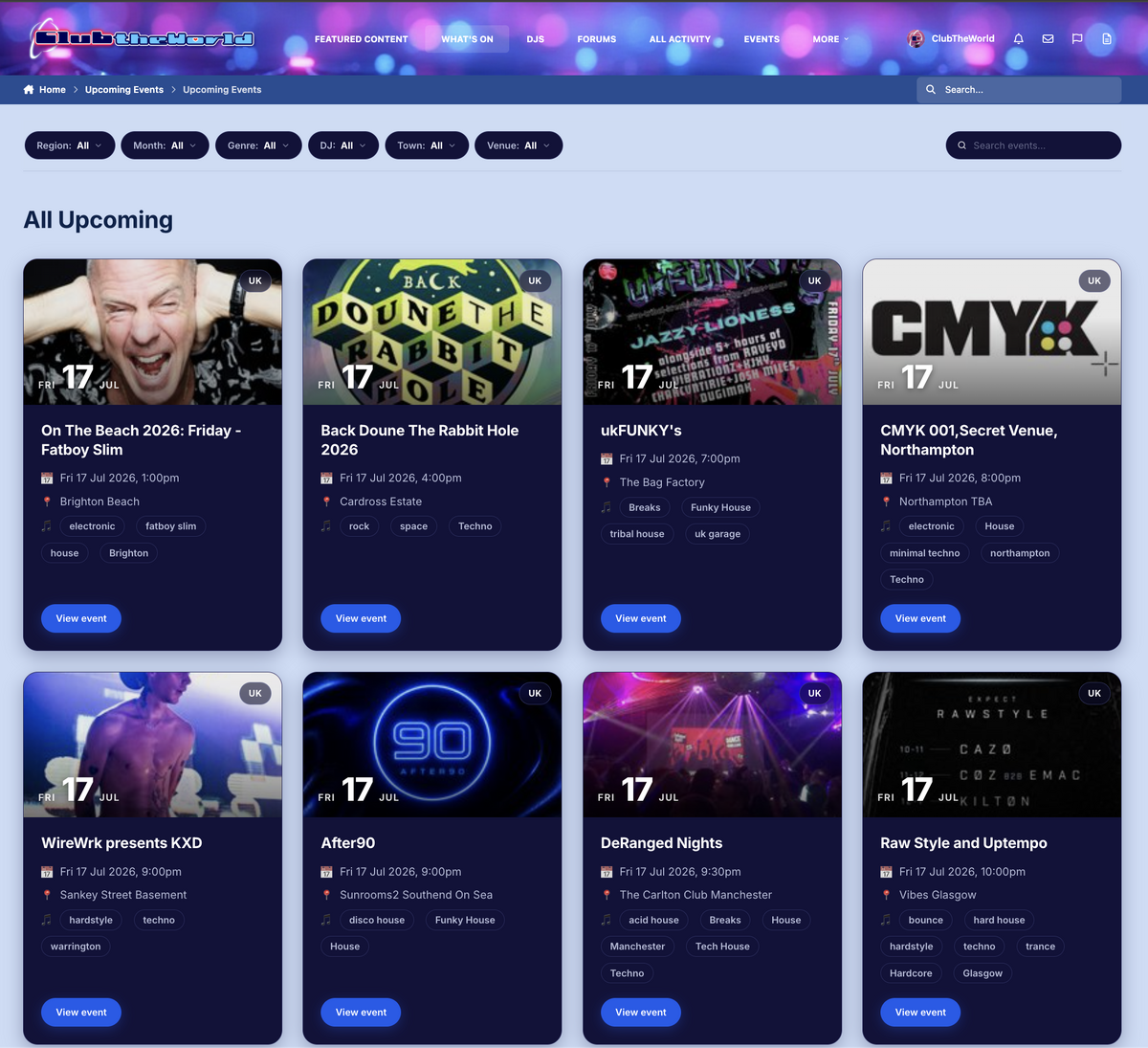 New: 'What's On' page